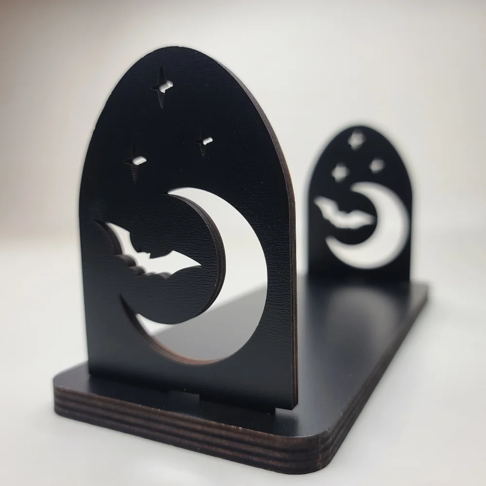 Display Stand Moon and Bat Shelf Book Stand Crystal Display Shelf 8×3 inches